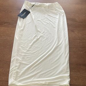 Aidi White Slinky Long Line Midi Skirt